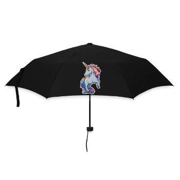 Niedliches kleines Einhorn - Regenschirm (klein) - Schwarz - Vorne