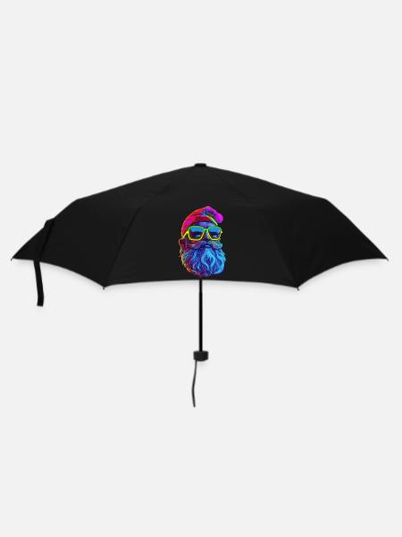 Neon Santa Popart - Regenschirm (klein) - Schwarz