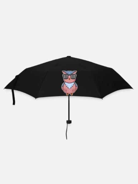 Eule mit Brille - Regenschirm (klein) - Schwarz