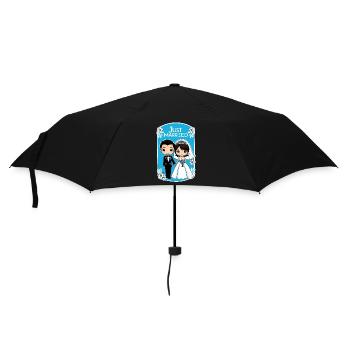 Just Married - Zur Hochzeit - Regenschirm (klein) - Schwarz - Vorne