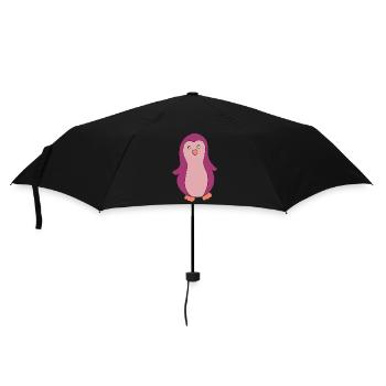pinguin pink - Regenschirm (klein) - Schwarz - Vorne