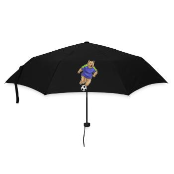 Bär Fußballspieler Fußball - Regenschirm (klein) - Schwarz - Vorne