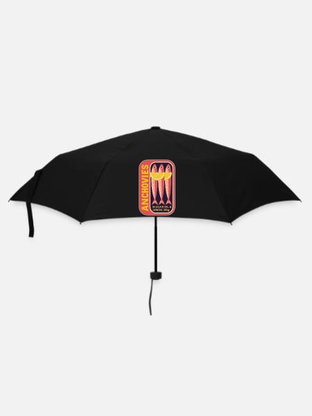 Retro Dosenetikett Anchovy Kunst - Regenschirm (klein) - Schwarz
