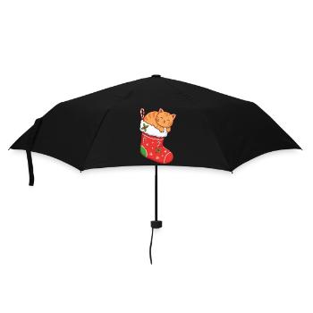 Chat câlin en bottes festives - Parapluie standard - noir - Devant