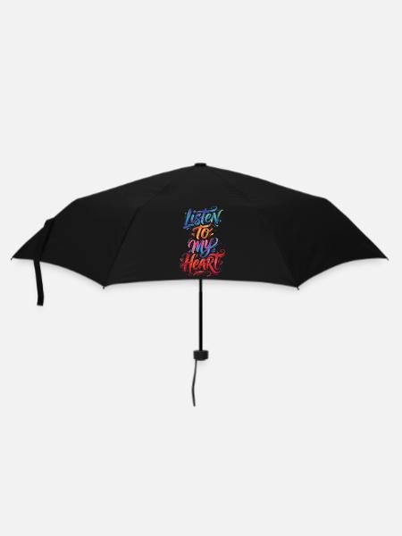Listen To My Heart Colorful Text Painting Print - Regenschirm (klein) - Schwarz