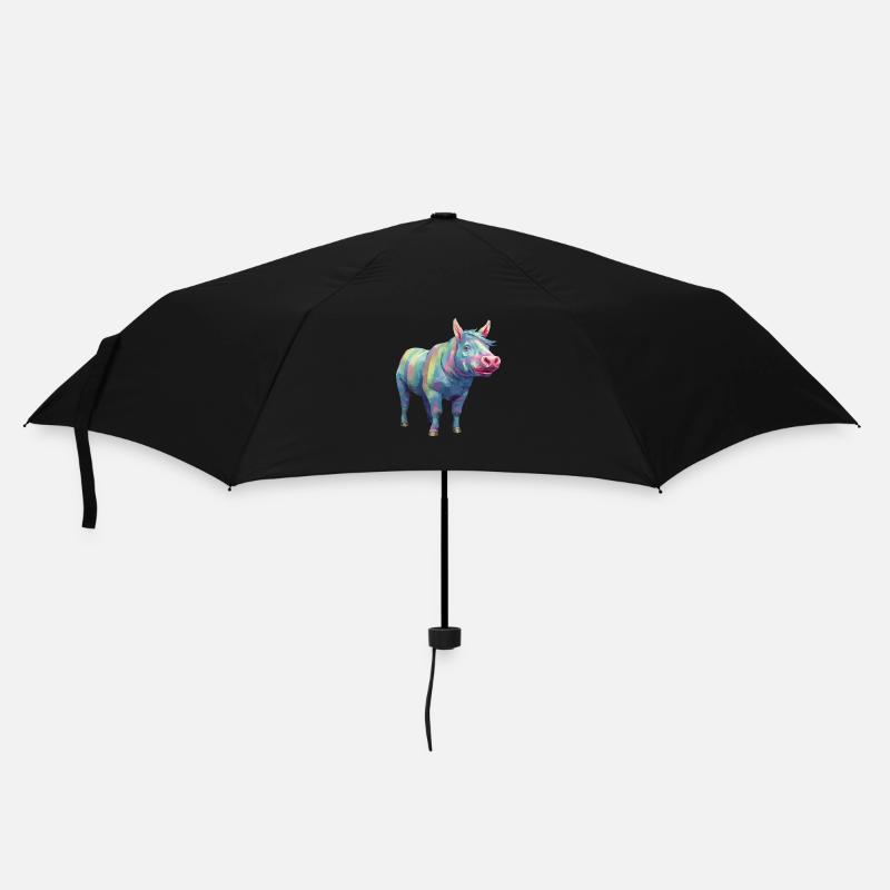 Cochon et Cheval - Rainbow Modern Art - Parapluie standard - noir
