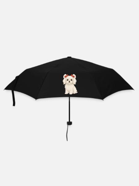 Malteserhund mit roten Schleifen - Regenschirm (klein) - Schwarz