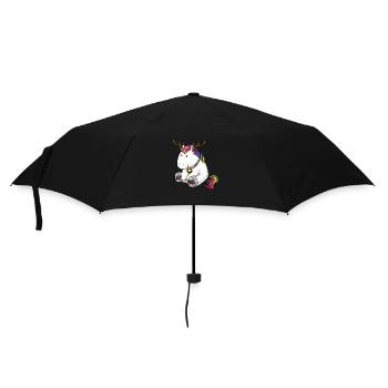 Weihnachts Einhorn - Regenschirm (klein) - Schwarz - Vorne