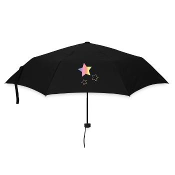 Regenbogen Sterne - Regenschirm (klein) - Schwarz - Vorne