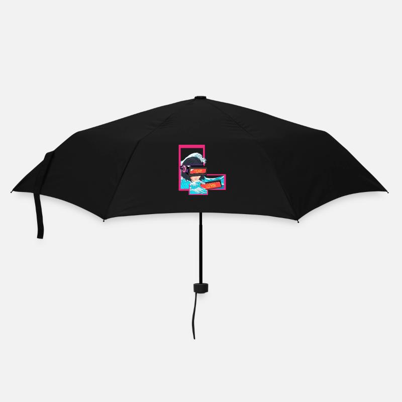 Gamers Welt bunt - Regenschirm (klein) - Schwarz