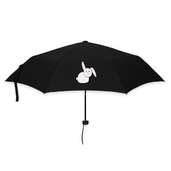 sweet, white, fat rabbit, Easter - Umbrella (small) - black - Front