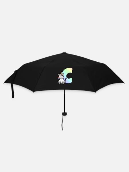 Einhorn Buchstabe C - Regenschirm (klein) - Schwarz
