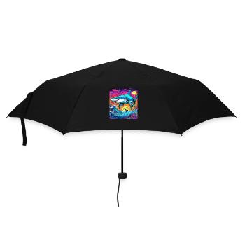 Hai & Sonnenuntergang - Regenschirm (klein) - Schwarz - Vorne