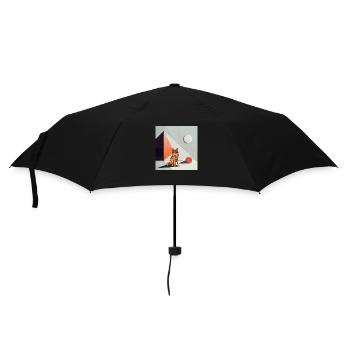Geometrischer Wolf: Natur und minimalistische Kunst - Regenschirm (klein) - Schwarz - Vorne
