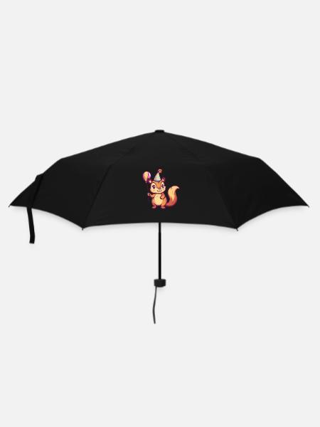 Écureuil Anniversaire Bande dessinée Mignon - Parapluie standard - noir