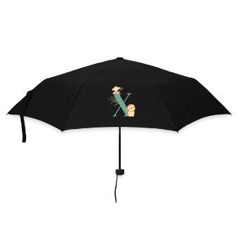 Lettre x vert animaux jungle - Parapluie standard - noir - Devant