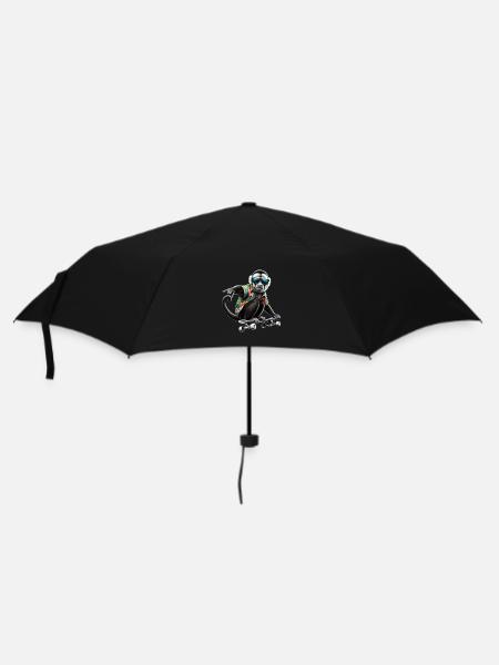 Ein cooler Affe auf einem Skateboard - Regenschirm (klein) - Schwarz