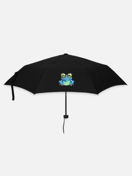 Mignonne grenouille avec des lunettes – Nerdy - Parapluie standard - noir