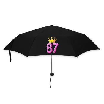 87 Zahl Trikot Krone - Regenschirm (klein) - Schwarz - Vorne
