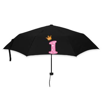 Birthday Girl Crown Pink Number One Star - Umbrella (small) - black - Front