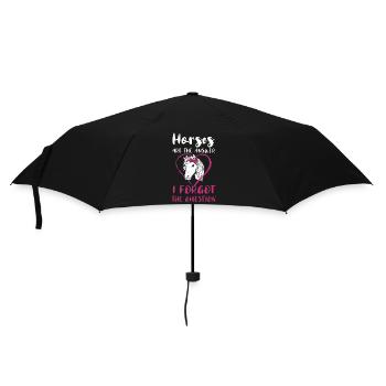 Horses Are The Answer I Forgot The Question Pferde - Umbrella (small) - black - Front