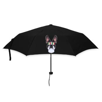 Boston Terrier Italy Sunglasses I Italian Flag - Regenschirm (klein) - Schwarz - Vorne