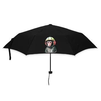 Affe mit Wassermelone - Regenschirm (klein) - Schwarz - Vorne