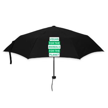 Veganer Stil mit Herz: Einzigartiges Design - Regenschirm (klein) - Schwarz - Vorne