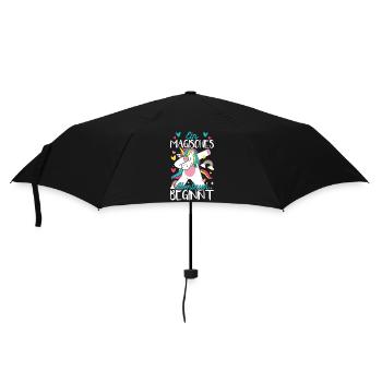 Süßes Einhorn Mädchen Schulkind Einschulung - Regenschirm (klein) - Schwarz - Vorne