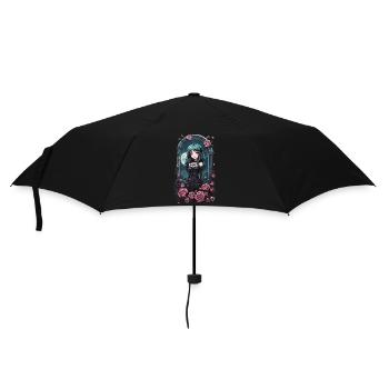 Gothic Pastel Anime Girl Victorian with Roses - Umbrella (small) - black - Front