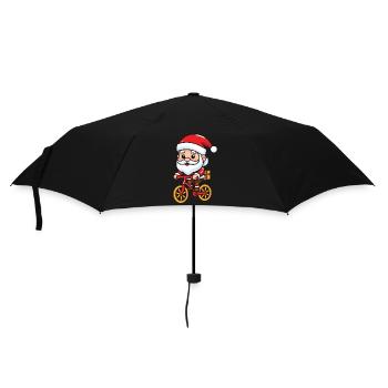 Weihnachtsmann Fahrrad Weihnachten - Regenschirm (klein) - Schwarz - Vorne