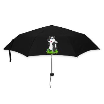 Stinktier Baseball Baseballschläger Sport - Regenschirm (klein) - Schwarz - Vorne
