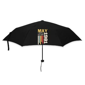 Mai 1981 - Geburtstagsgeschenk geboren im Mai 1981 Mai - Regenschirm (klein) - Schwarz - Vorne