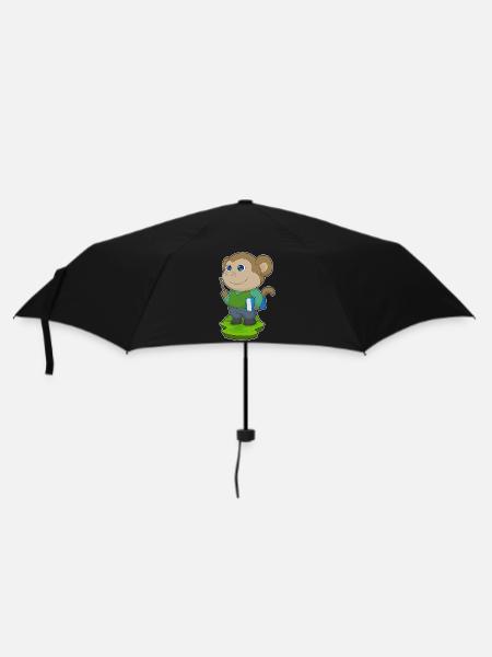 Affe Lehrer Buch Schule - Regenschirm (klein) - Schwarz