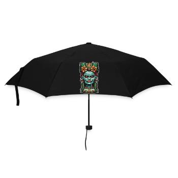 Tiki / Hawaii / Tropisch /Insel / Kultur / Logo - Regenschirm (klein) - Schwarz - Vorne
