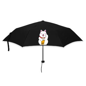Maneki Neko Japan Glücksbringer Boba Tee - Regenschirm (klein) - Schwarz - Vorne