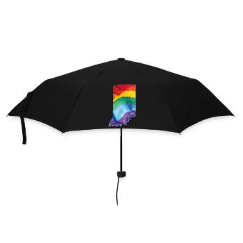 LGBTQ flag in the Indiana State map - Umbrella (small) - black - Front