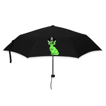 Süße Pirat Katzen Seeräuber Augenklappe Hut Kostüm - Regenschirm (klein) - Schwarz - Vorne