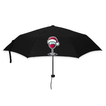 Festliches Weinglas mit Nikolausmütze - Regenschirm (klein) - Schwarz - Vorne