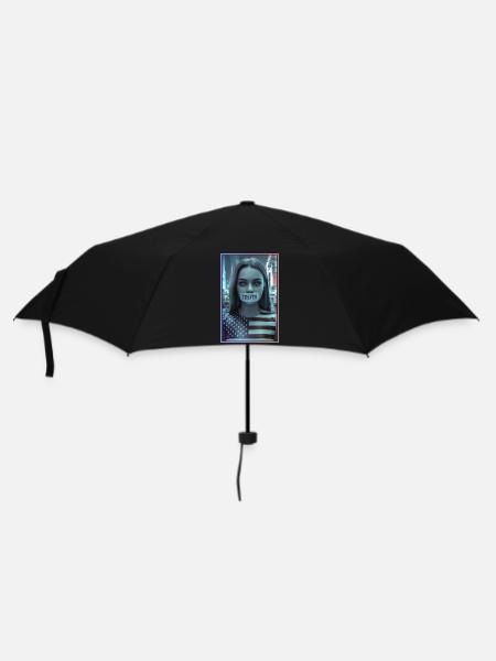 Face design with truth mouth in US flag - Umbrella (small) - black
