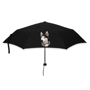 Husky Gesicht Schwarz Weiß - Regenschirm (klein) - Schwarz - Vorne