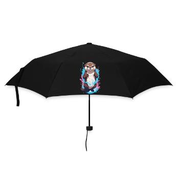 Niedliche verspielte Otter Splash Joy - Regenschirm (klein) - Schwarz - Vorne