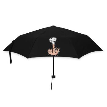 Mittelfinger Stinkefinger Kochmütze Design - Regenschirm (klein) - Schwarz - Vorne
