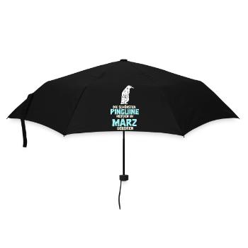 March Birthday Penguin Saying Funny - Umbrella (small) - black - Front