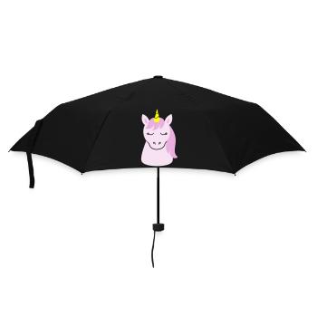 Süßes Einhorn mit geschlossenen Augen - Regenschirm (klein) - Schwarz - Vorne