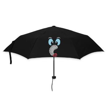 Elefant | Big Face Kostüm Karneval Verkleidung - Regenschirm (klein) - Schwarz - Vorne