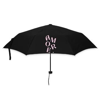 Pink Amore Text Design - Umbrella (small) - black - Front