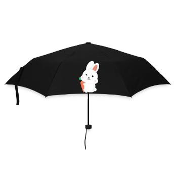 Dessin animé de lapin blanc mignon tenant une carotte - Parapluie standard - noir - Devant