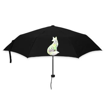 Fuchs Silhouette Aquarell Blumen - Regenschirm (klein) - Schwarz - Vorne