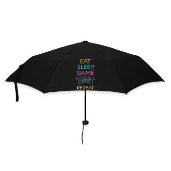 EAT SLEEP GAME REPEAT Neon Zocken Gaming - Regenschirm (klein) - Schwarz - Vorne